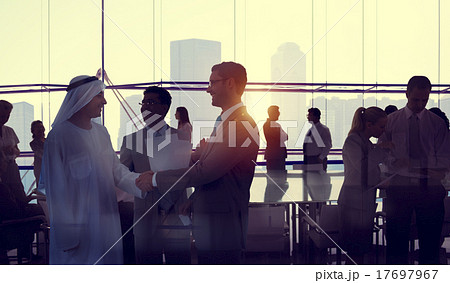 Silhouette Business People Discussion Meeting Cityscape Team Con 17697967