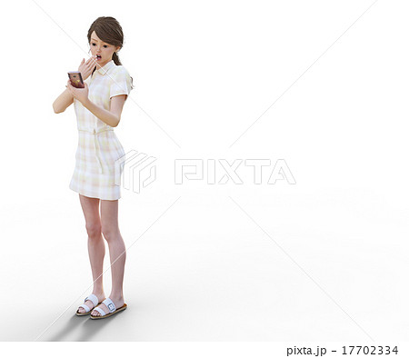 スマホを使う若い女性 perming3DCGイラスト素材 スマホを使う若い女性 perming3DCGイラスト素材 17702334