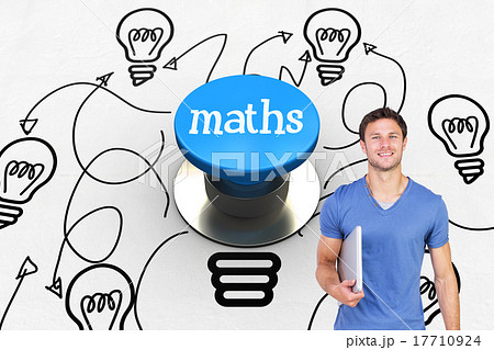 Maths against blue push button 17710924