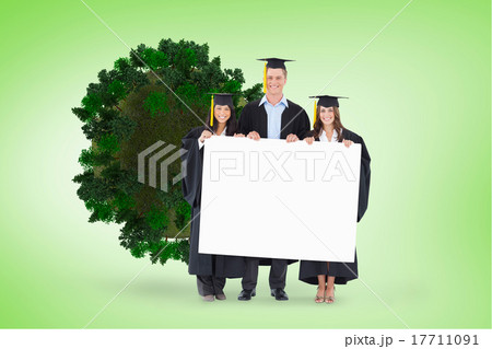 Composite image of full length of a woman holding a blank sheet Composite image of full length of a woman holding a blank sheet 17711091