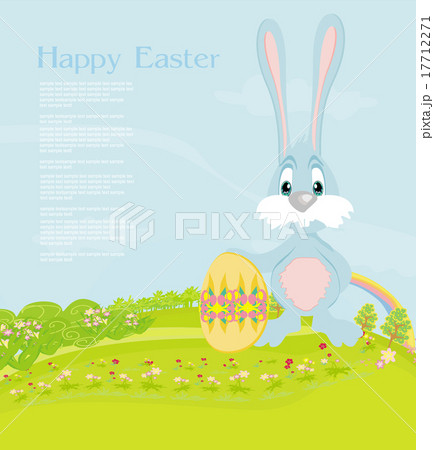 Illustration of happy Easter bunny carrying egg 17712271