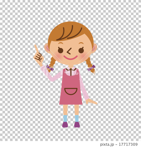 Girl pointing to a finger - Stock Illustration [17717309] - PIXTA