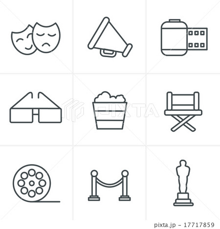 Line Icons Style Movie Icons Vector design 17717859