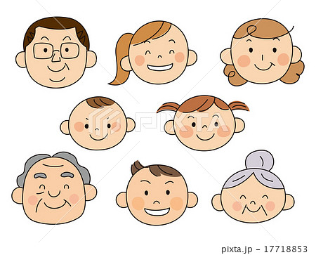 8人家族の顔のイラスト素材