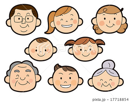 8人家族の顔のイラスト素材