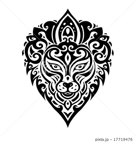 Lions head. Tribal pattern. 17719476
