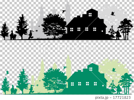 Scenery with street trees - Stock Illustration [17721823] - PIXTA
