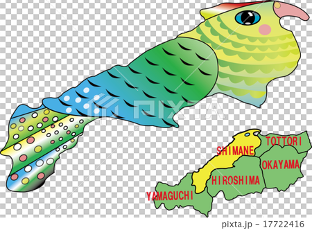 地図の動物 島根 インコのイラスト素材