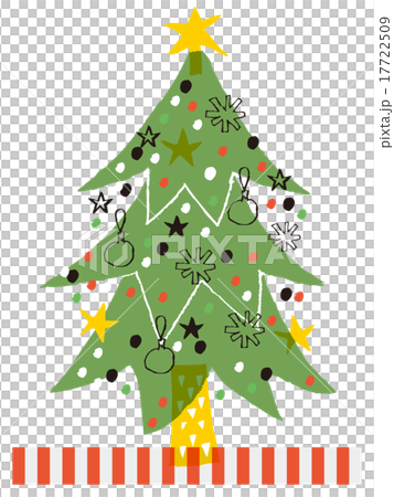 クリスマスツリー 手書き風のイラスト素材