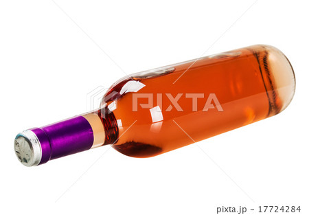 bottle with pink wine isolated on white background 17724284
