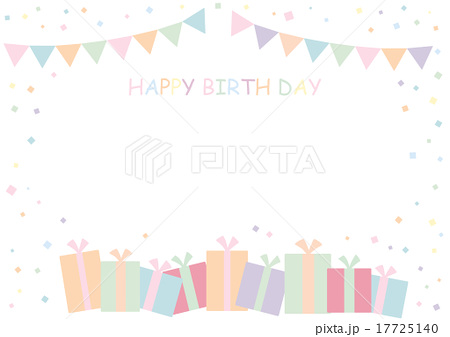 誕生日フレーム ガーランドとプレゼントのイラスト素材 17725140 Pixta