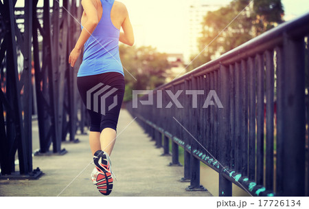 Runner athlete running on iron bridge. Runner athlete running on iron bridge. 17726134