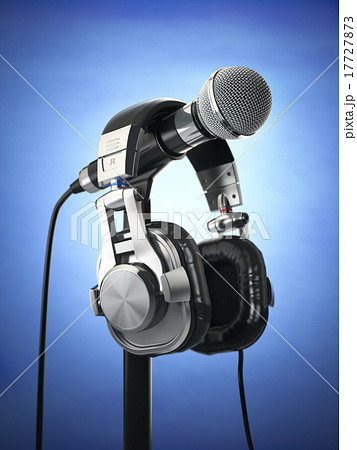 Microphone and headphones. Audio recording concept 17727873