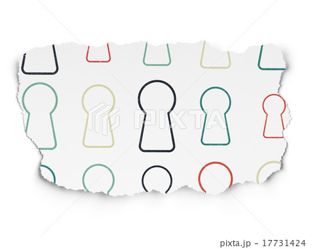 Security concept: Keyhole icons on Torn Paper Security concept: Keyhole icons on Torn Paper 17731424