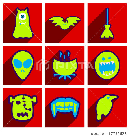 Flat with shadow concept Hallowe'en stylish icons Flat with shadow concept Hallowe'en stylish icons 17732623