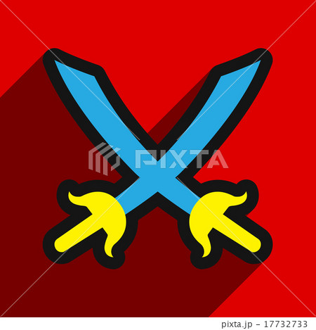 Flat with shadow Icon crossed swords on a colored 17732733