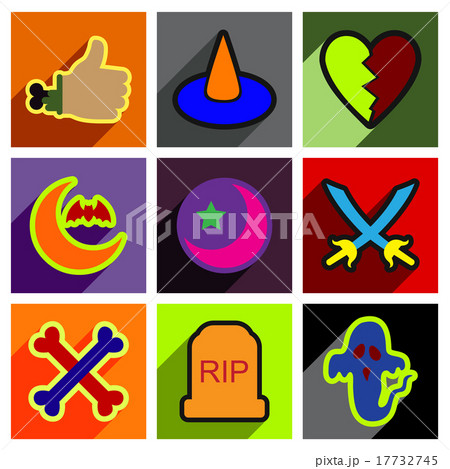 Flat with shadow concept Halloween Icons on a 17732745