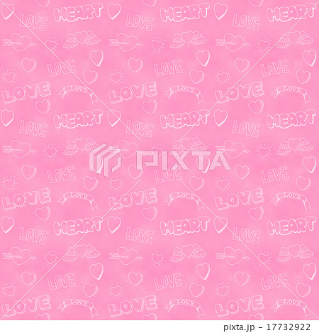 おしゃれ可愛い系 アナログ落書き 手描きハート ロゴ柄 シームレスパターン ピンク系のイラスト素材