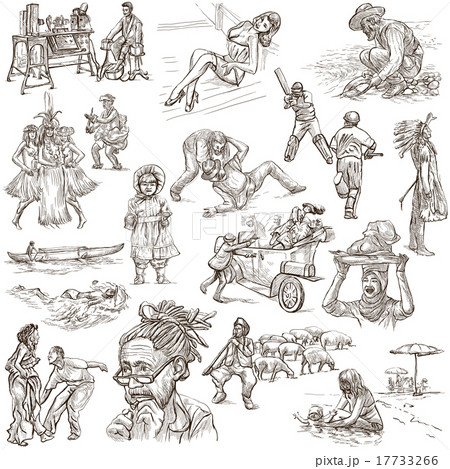 An hand drawn pack, line art - PEOPLE 17733266