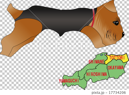 地図の動物 鳥取 犬のイラスト素材