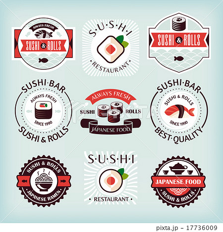 Set of various sushi labels 17736009