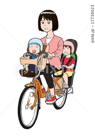 三人乗り自転車の親子（バック透明）のイラスト素材 [17736023] - PIXTA