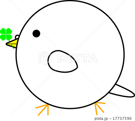 丸鳥 四つ葉をくわえた鳩 のイラスト素材