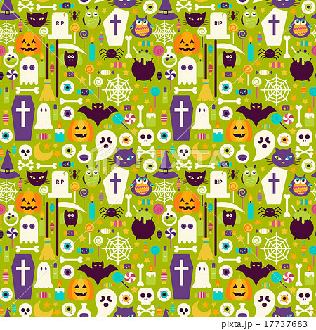 Flat Halloween Holiday Elements Seamless Pattern 17737683