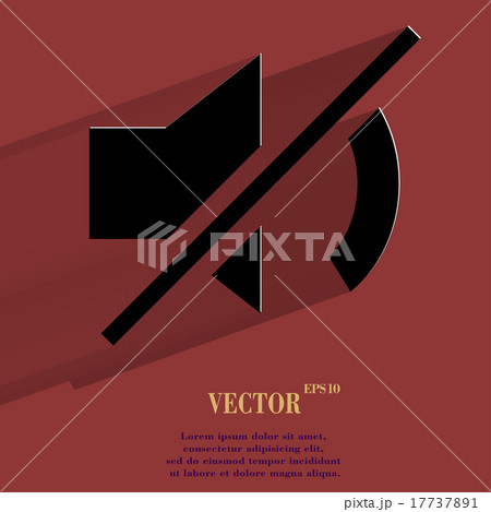 Mute sound. Flat modern web button with long shado 17737891