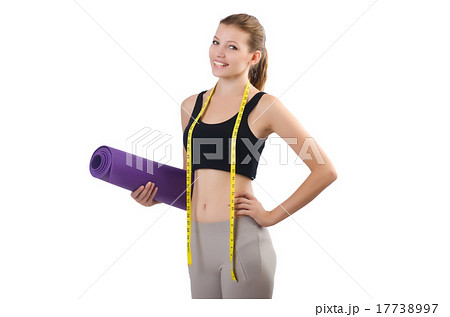 Young girl with centimeter in dieting concept 17738997