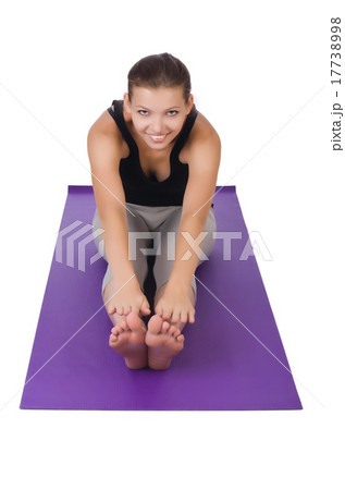 Young woman doing exercises on white Young woman doing exercises on white 17738998
