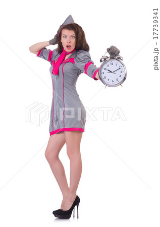 Woman with clock isolated on white Woman with clock isolated on white 17739341