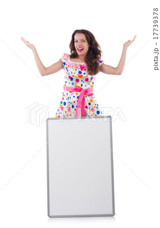 Young woman with blank poster Young woman with blank poster 17739378