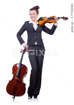 Businesswoman with violing isolated on white Businesswoman with violing isolated on white 17739494