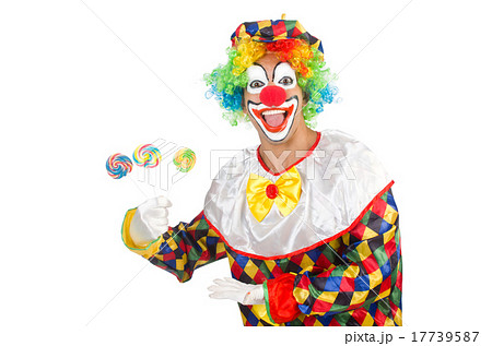 Clown with lollipops isolated on white Clown with lollipops isolated on white 17739587