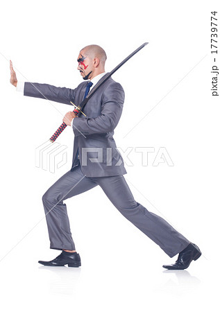 Businessman with sword isolated on white Businessman with sword isolated on white 17739774
