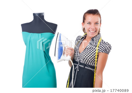 Woman tailor isolated on white 17740089