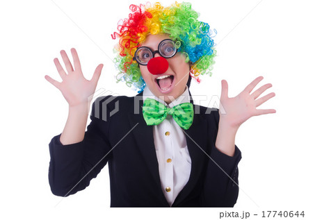 Woman clown businesswoman isolated on white Woman clown businesswoman isolated on white 17740644