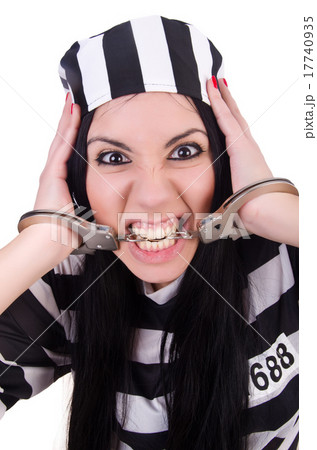 Prisoner in striped uniform on white Prisoner in striped uniform on white 17740935