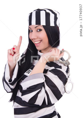 Prisoner in striped uniform on white Prisoner in striped uniform on white 17740937