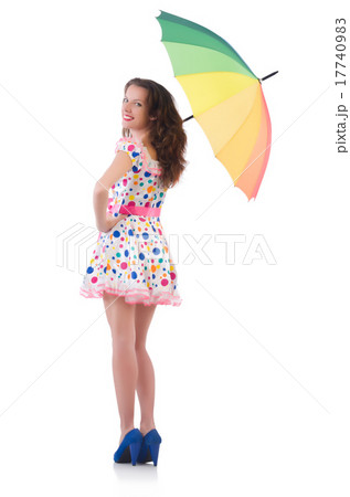 Woman with umbrella isolated on white Woman with umbrella isolated on white 17740983