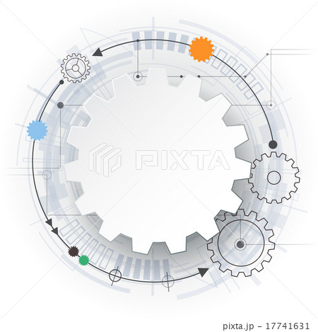 Vector 3d paper gear wheel on circuit board Vector 3d paper gear wheel on circuit board 17741631