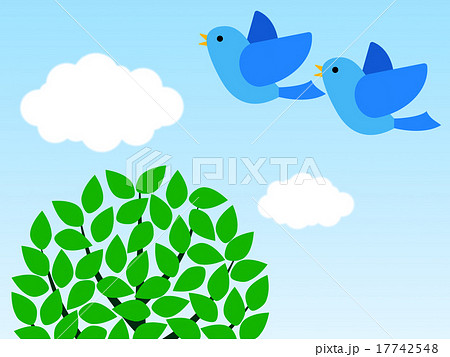 羽ばたく二羽の青い鳥のイラスト素材