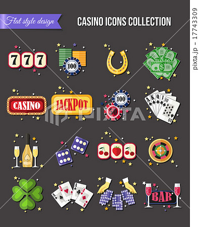 Set of colorful modern gambling icons, casino 17743309