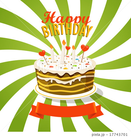 Sweet cake with candles. Greeting card 17743701