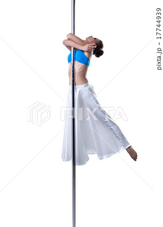 Pole dance. Cute girl dancing, isolated on white 17744939