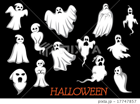 White flying Halloween monsters and ghosts 17747857