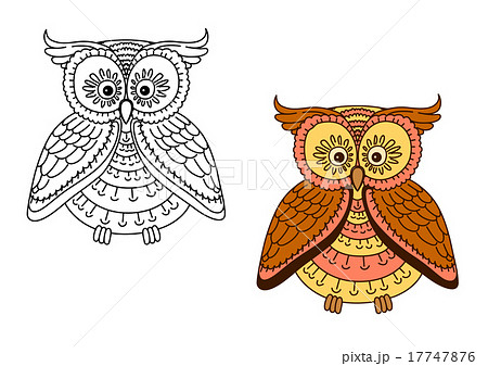 Cartoon brown owl bird with striped body Cartoon brown owl bird with striped body 17747876