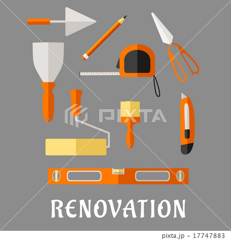 Construction and renovation tools flat icons 17747883