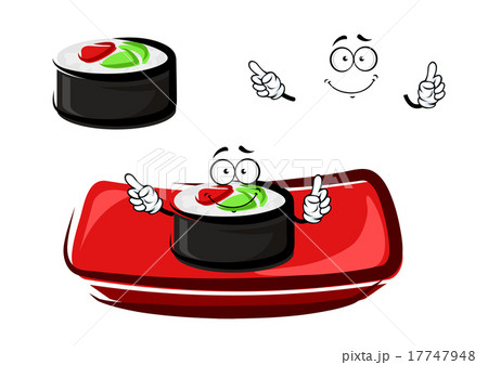 Cartoon sushi roll with smoked salmon and rice Cartoon sushi roll with smoked salmon and rice 17747948
